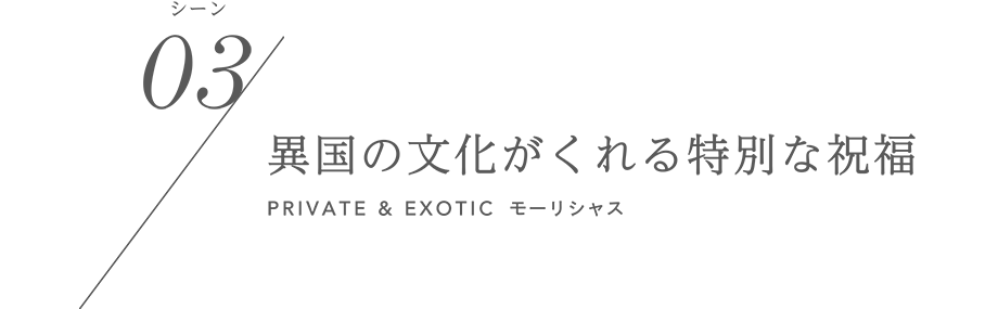 シーン03/異国の文化がくれる特別な祝福 PRIVATE&EXOTIC モーリシャス